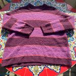 American Eagle AE Purple Striped Color Block Oversized Pullover Ribbed Knit Crewneck Sweater Photo 1