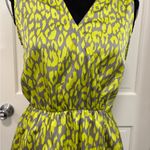 Mimi Chica Sleeveless Leopard Print Mini Dress Green/Gray V-Neck Pockets Silky Photo 1