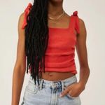 Free People  Boulevard Tie Shoulder Square Neck Tank in Guava Berry - Large Photo 0