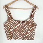 A New Day Sz L Womens Neutral Zebra Print Crop Top Linen Blend Tank Tan Beige Photo 0