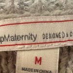 Gap MATERNITY Wool Cream Silver Chunky Cable Knit Fisherman Sweater Womens M Photo 3
