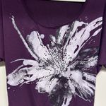 Agenda Purple and Black Floral Short Sleeve Top with Beads Size M Photo 1
