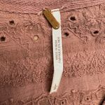 Free People Mauve Pink Ribbed Bell Sleeve Eyelet Lace V Neck Tunic Top Photo 3