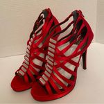 ALDO  Red Satin Strappy Jeweled Heels Size 41 (10) New In Box Photo 0