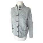 Lands' End  Lambswool Cable Knit Fisherman Cardigan Sweater Button Up Women's M Photo 14
