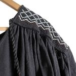 Free People Washed Black Market Embroidered V-Neck Top Size Large Photo 4