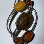 Vintage‎ Authentic Baltic Amber Sterling Silver Brooch Pin Photo 0