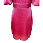 Halogen  Satin Midi Dress V-neckline Puff Sleeve Zip Closure Pink Women's S NWOT Photo 6