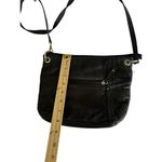 Stone Mountain Black Leather Crossbody Bag With Pink Lining & Multiple Pockets Photo 1