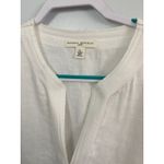 Banana Republic Linen Top Tunic Long Sleeve White Embroidered Trim Womens L Photo 2