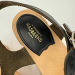 Swedish Hasbeens Size 39 (US 9) Fringe Black Leather Clog Sandal Heels Wood Shoe Photo 5