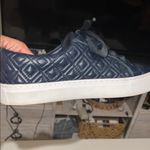 Tory Burch  NAVY BLUE MARION QUILTED LACE UP SNEAKERS SIZE  6 Photo 3