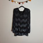 Vintage silk beaded fringe blouse Black Size L Photo 3