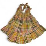 Aerie NWT  size S pink and yellow plaid halter dress with ruffles and tie back Photo 1