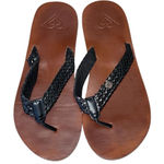 Roxy Womens Peep Toe Braided Strap Lola Flip Flops Sandals Brown Black Size 7.5 Photo 0