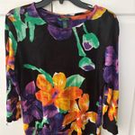 Ralph Lauren Lauren  Floral cotton blend Top Womens ‎ Large Colorful Knit Photo 6