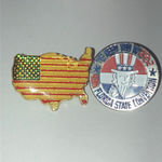 Lot of 2 USA Flag 2002 Florida State Convention Enamel Vintage Pins Gold Photo 0