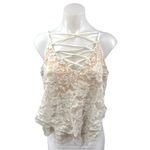 EXPRESS Cream Floral Lace Lined Sleeveless Crisscross Cami Camisole Tank Top M Photo 1