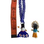 Vintage Beadwork Charm and Necklace Native Ethnic Floral Blue Photo 2
