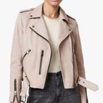 All Saints | Light Pink Leather Biker Jacket Size 0 Photo 0