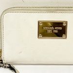 Michael Kors  Monogram Mirror White Patent Full Zip Wallet Photo 1