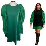 AREA STARS Green Puff Sleeve Crew Neck Mini Dress Size S Photo 10