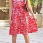 CAbi S Brushstroke Drop Waist Pleated Dress New in Red and White NWT Photo 2