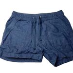 Nautica Blue Linen Coastal Shorts Elastic Waistband Stretch Size Small Photo 0