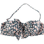 Shade & Shore Grey Pink Leopard Underwire Bikini Top Tie Front Size 34B Photo 0