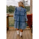 Oddi  Black Acid Wash Ruffle Tiered Long Sleeve Mini‎ Dress Size M Photo 1