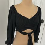 Hello Molly Black Puff Sleeve Crop Top Photo 3