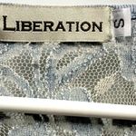 Liberation Lace Center Accent Short Batwing Sleeve Scoop Neck Tee Top Womens S Blue Photo 10