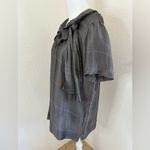 Piazza Sempione  Italy Gray Ramie Silk Ruffle Bow Blouse Size 42.‎ Large. Photo 4