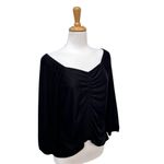Cato Top Sz M Black Sweetheart Corduroy Rouched 3/4 Sleeve Whimsygoth Romantic Photo 8