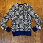 Lands' End  supima cotton blue and white printed cardigan small Photo 6