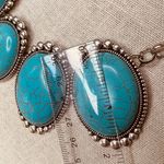 New Fashion Jewelry Southwest Faux Turquoise Statement Necklace, Earrings & Bracelet Set Blue Photo 3