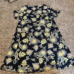 Loft  Navy Floral Print Short Sleeve Summer Dress Paisley‎ Pattern Medium M Photo 3