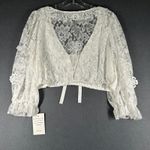 For Love & Lemons  Loretta Cropped Blouse Womens XL White Lace Floral Top NWT Photo 10