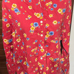 Jones New York  Linen blend shirt Red Floral Long Sleeve Button Down sz XL Photo 0