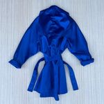 Nobody by Elisabetta Rogiani 80s VTG vintage blue satin trench coat OS one size Photo 7