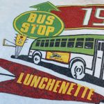 Vintage 80s Distressed Amjays 1950s Bus Stop Lunchenette Sweatshirt Size M/L White Photo 2