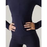 Athleta Transcend Half Zip Navy Long Sleeve Cinched Waist Top Small #759 Photo 3