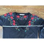 VTG Venezia Cardigan Women's 18/20 Black Heavy Floral Grandma Boho Cottage Core Photo 8