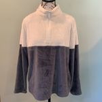 Wallflower Women’s Large Quarter Zip Fleece Pullover Jacket Gray & Cream Photo 4