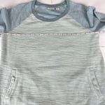 LL Bean Blue French Terry Color Block Raglan Baseball Crew Neck Sweatshirt LARGE Photo 5