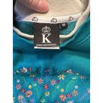 Vtg King Universal Sweatshirt M Teal Peacock Embroidered Pullover Double Collar Blue Size M Photo 2