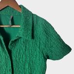 Anthropologie Green Textured Short Sleeve Button Front Midi Dress Small Photo 3