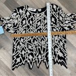 Miss Paillette Pearl Embellished Silk Pullover Blouse Black White Large Photo 10