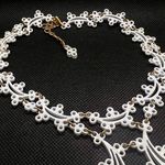 Monet VTG 70s RARE RUNWAY  White Enamel Lacy "PRIMAVERA" BIB Necklace Book Piece Photo 3