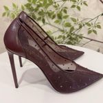 Saint Laurent Authentic  Anja Tulle Rhinestone Mesh 105 Pump Brown Coffee 37.5 Photo 5